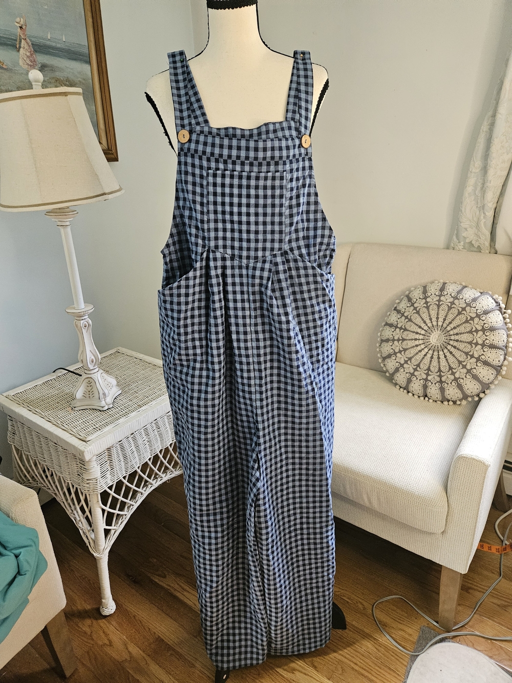 Cupshe Blue Gingham Women's Overalls